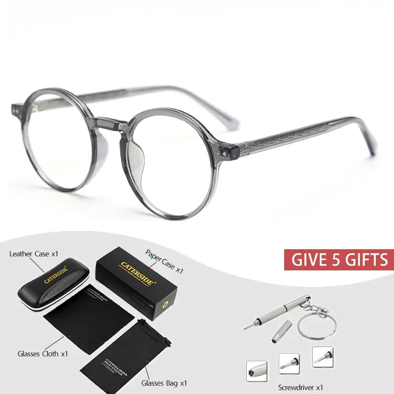 Gafas graduadas unisex CATERSIDE con montura redonda retro TR90 y protección contra la luz azul