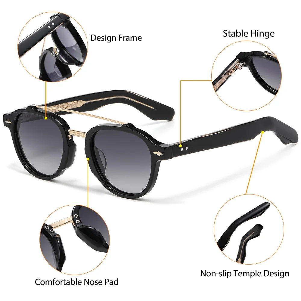 Lunettes de soleil polarisées premium Caterside Eyewear double pont UV400 – Lunettes en acétate pour hommes et femmes – Sunglasses fashion