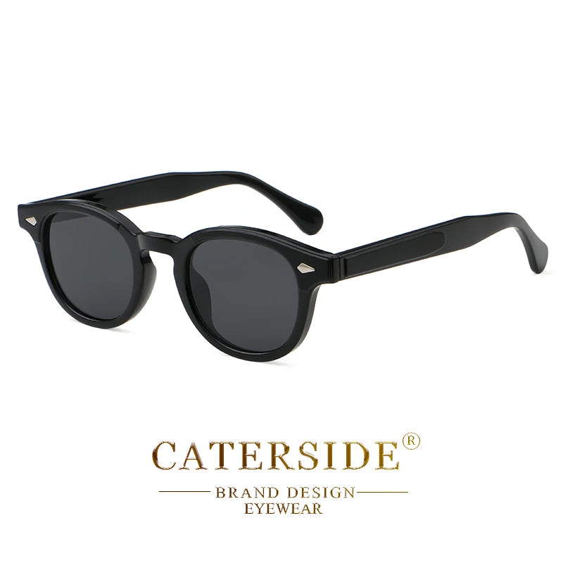 Lunettes de soleil noires rondes Caterside design élégant verres foncés