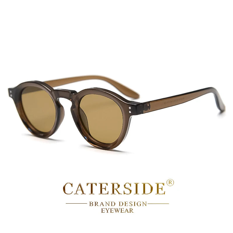 Lunettes de soleil rondes CATERSIDE couleur marron transparent avec verres teintés