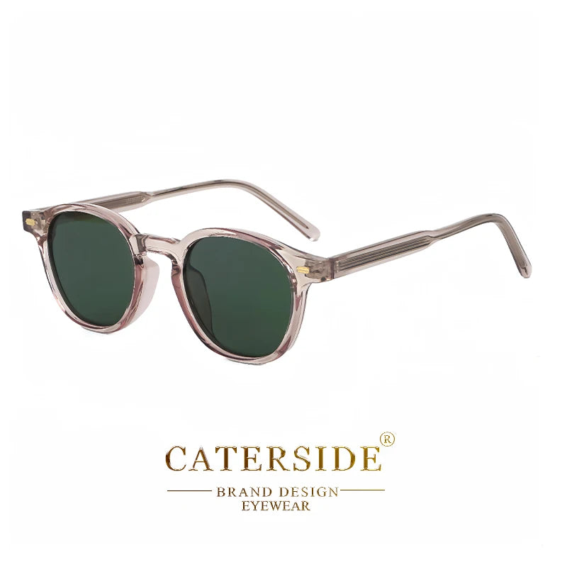 Lunettes de soleil CaterSide design transparent avec verres verts et branches fines
