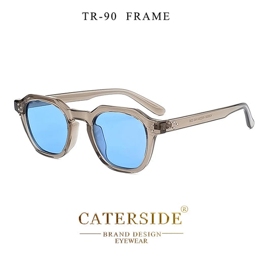 Lunettes de soleil CATERISIDE TR-90 avec monture transparente beige et verres bleus
