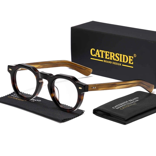 CATERSIDE™ Monture Vintage Ronde – Lunettes Optiques Acétate Haute Qualité | Unisexe, Léger & Style Épais