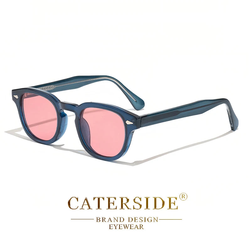 Lunettes de soleil Caterside au design bleu avec verres teintés rose, style moderne et élégant