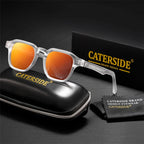 Lunettes de soleil CATERISIDE avec monture transparente et verres orange, étui et chiffon de nettoyage