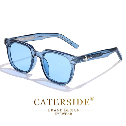 Lunettes de soleil bleues transparentes avec verres teintés et design moderne de marque Caterside