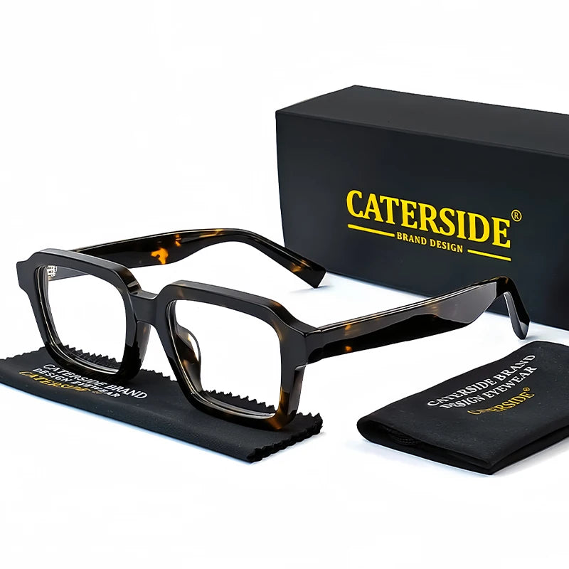CATERSIDE™ Square Vintage Glasses in Acetate – Wide Unisex Frame for Modern Style and Timeless Elegance