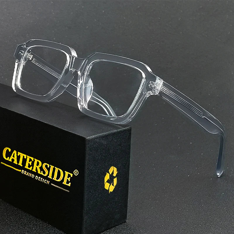 CATERSIDE™ Square Vintage Glasses in Acetate – Wide Unisex Frame for Modern Style and Timeless Elegance
