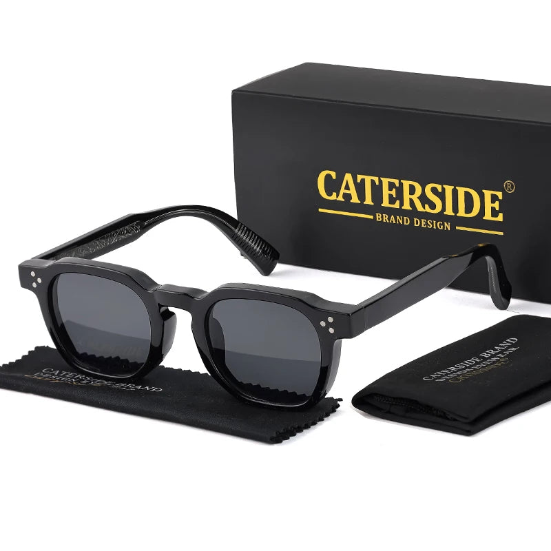 CATERSIDE Lunettes de Soleil Classiques Rétro – Monture Carrée, Branches Métal, Design