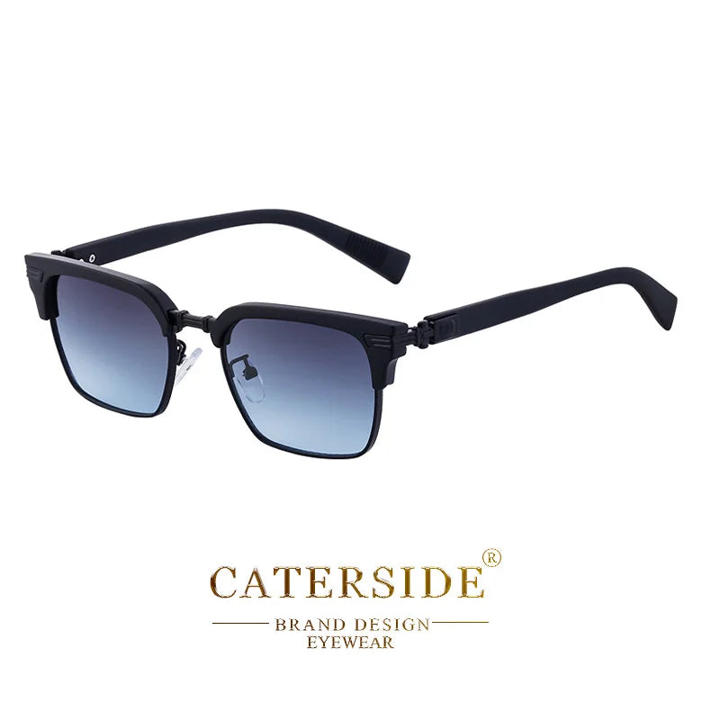 CATERSIDE Lunettes de Soleil Carrées Vintage – Demi-Monture Métal – UV400 Unisexe
