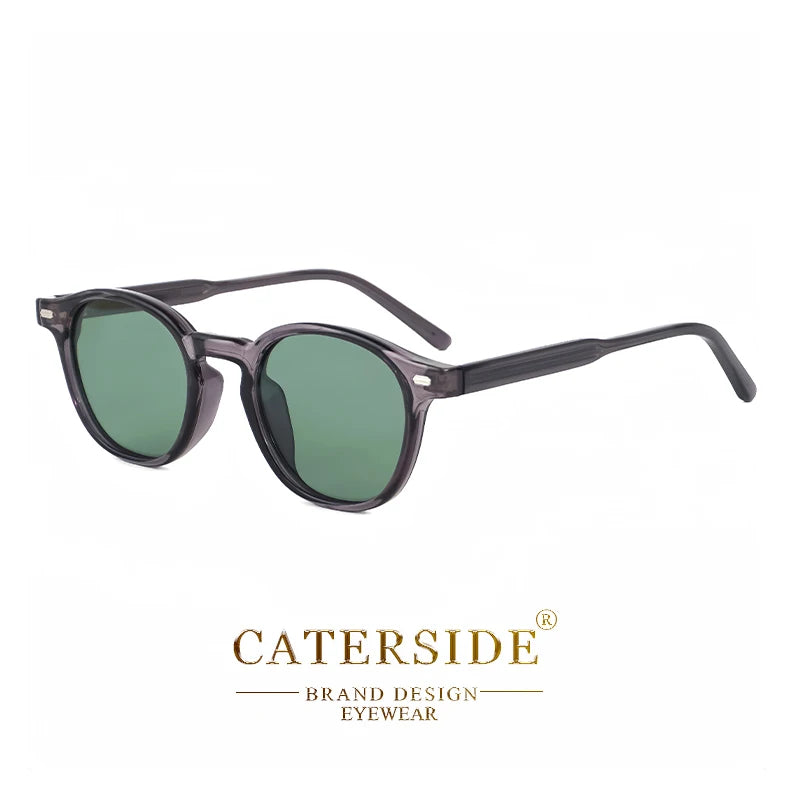 Lunettes de soleil rondes CATERIDE à monture noire translucide et verres verts