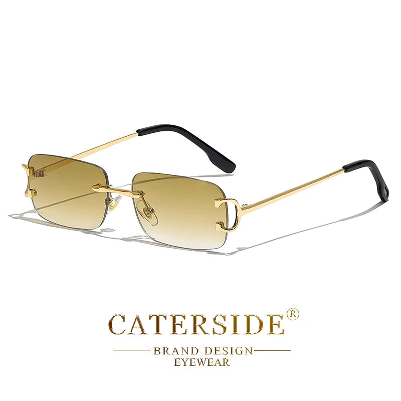 Lunettes de soleil sans monture Caterside dorées avec verres teintés dégradés marron