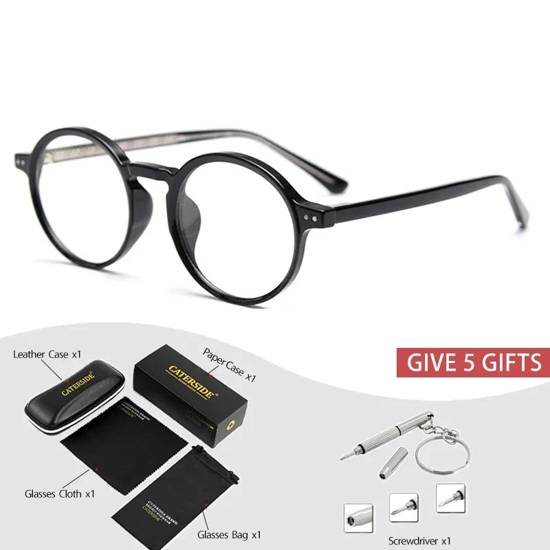 Gafas graduadas unisex CATERSIDE con montura redonda retro TR90 y protección contra la luz azul