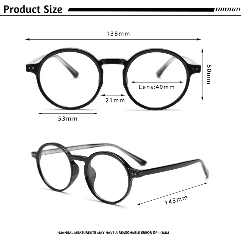 Gafas graduadas unisex CATERSIDE con montura redonda retro TR90 y protección contra la luz azul