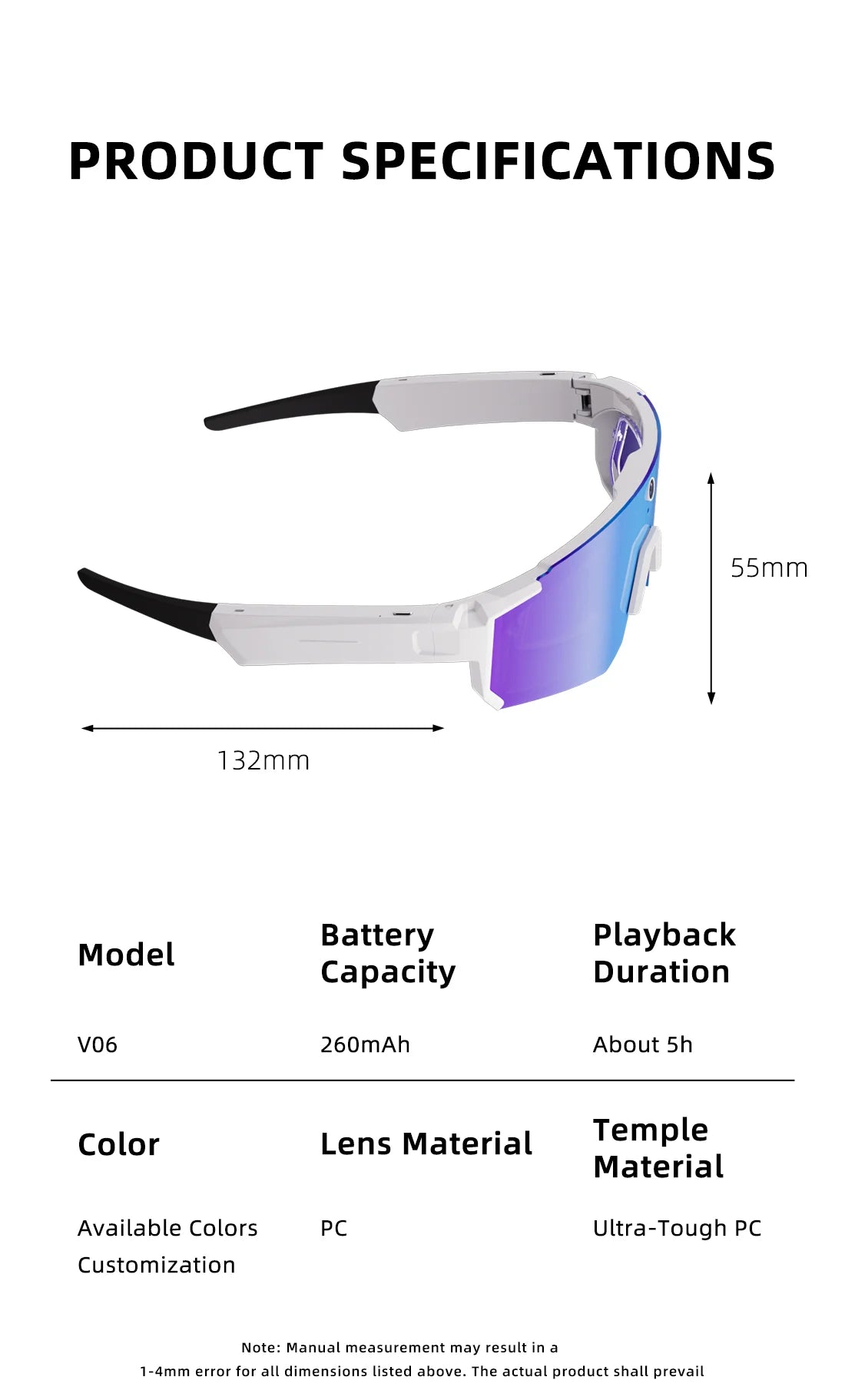 4K AI Smart Glasses with 800W Camera | Bluetooth | Calls, Music & Anti-Focus Sports
