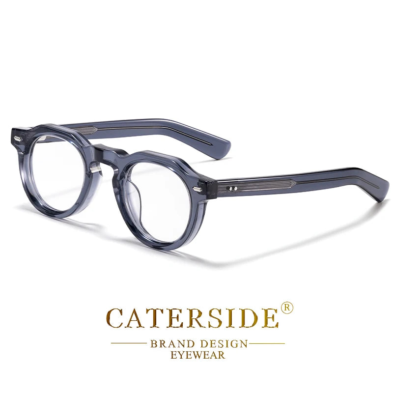 Lunettes rondes transparentes bleu gris design moderne marque Caterside