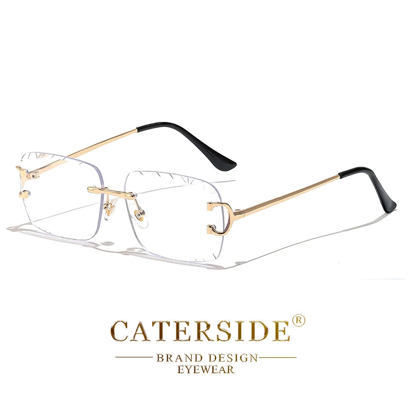 Lunettes sans monture Caterside design élégant branches dorées et embouts noirs