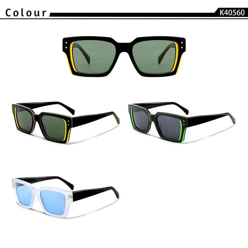 Lunettes de soleil carrées polarisées acétate – Unisexe UV400 – CATERSIDE, vue 2