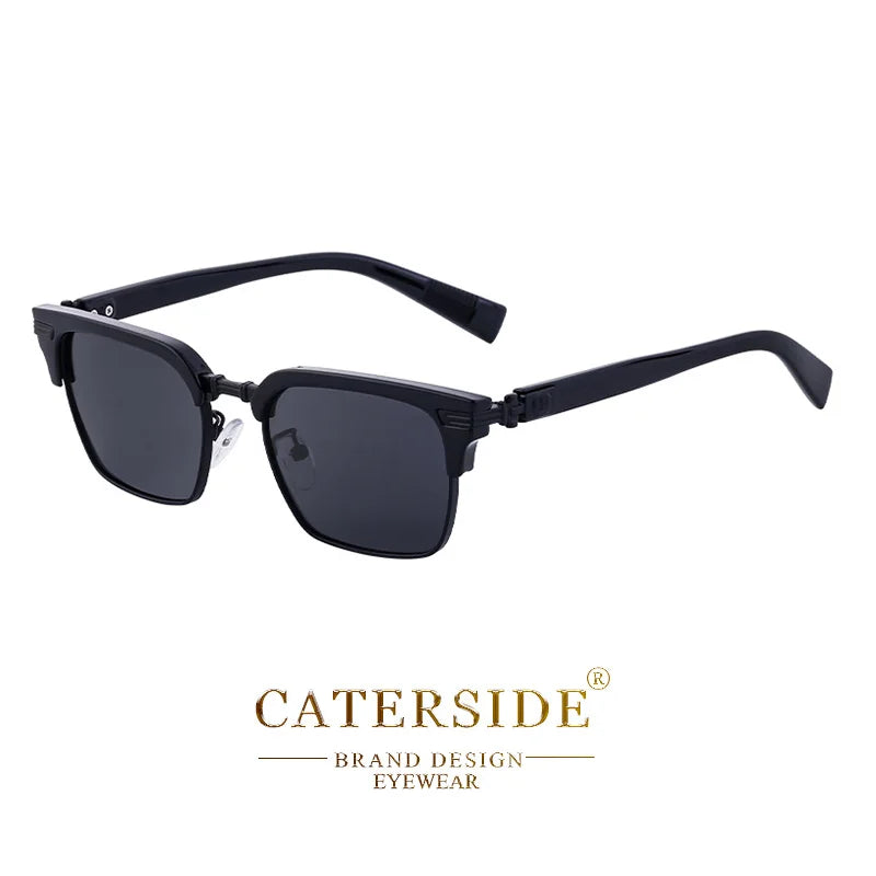 CATERSIDE Lunettes de Soleil Carrées Vintage – Demi-Monture Métal – UV400 Unisexe