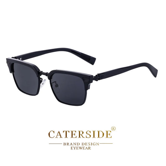 CATERSIDE Lunettes de Soleil Carrées Vintage – Demi-Monture Métal – UV400 Unisexe