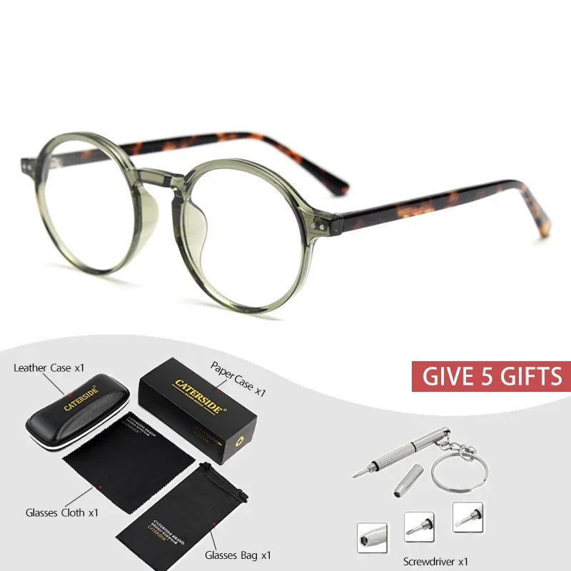 Gafas graduadas unisex CATERSIDE con montura redonda retro TR90 y protección contra la luz azul
