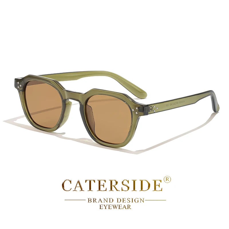 Lunettes de soleil Caterside vert olive avec verres bruns et design élégant