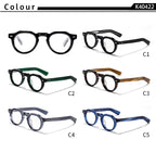Collection de lunettes rondes K40422 avec montures en noir, vert, marron, gris et bleu, style vintage