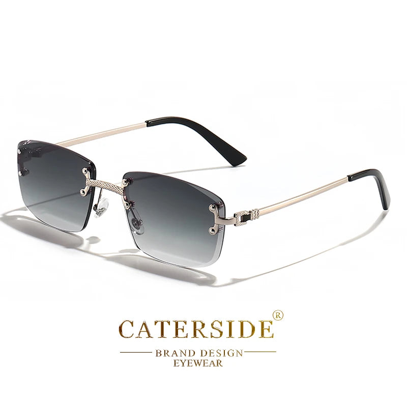 Lunettes de soleil CATER SIDE design sans monture avec verres dégradés gris et branches fines dorées