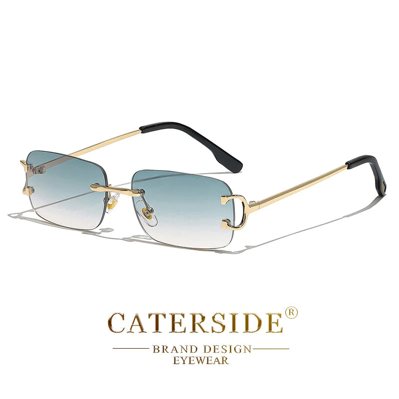 Lunettes de soleil CATERSIDE à monture dorée et verres dégradés bleus élégantes