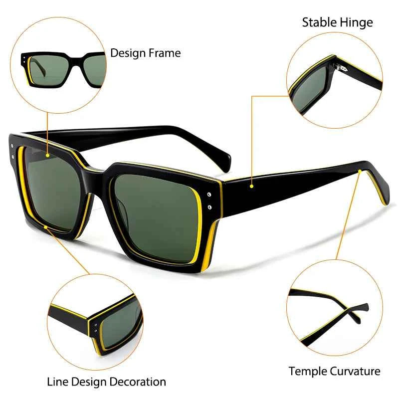 Lunettes de soleil carrées polarisées acétate – Unisexe UV400 – CATERSIDE, vue 4