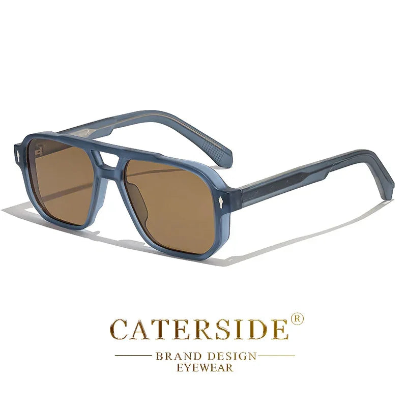 Lunettes de soleil bleues CaterSide avec monture carrée et verres marron