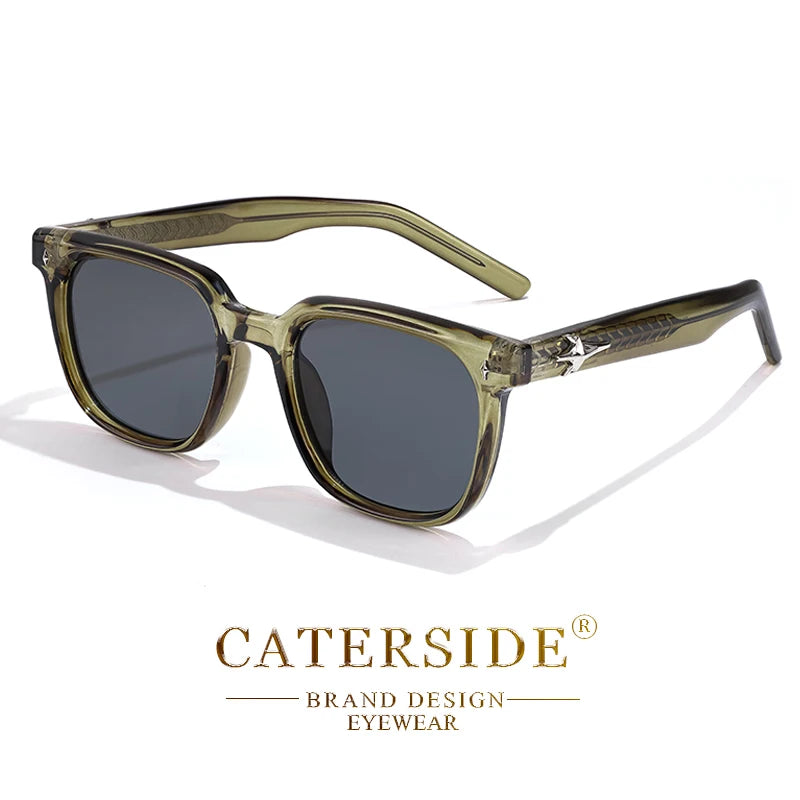 Lunettes de soleil CaterSide vert transparent avec verres noirs et design étoile argentée