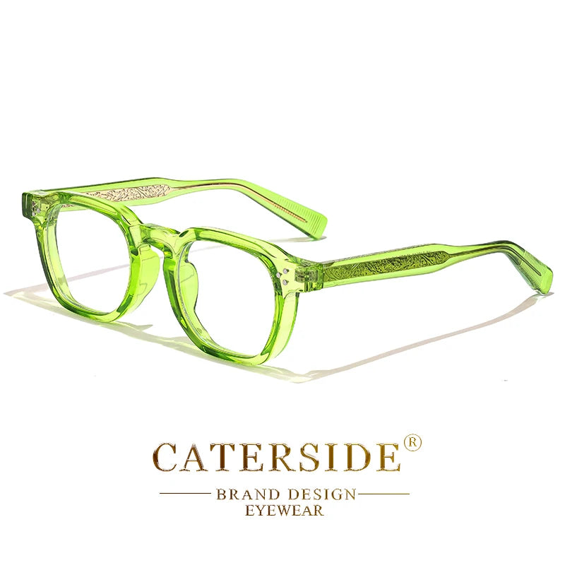 Lunettes optiques vertes transparentes au design moderne sur fond blanc