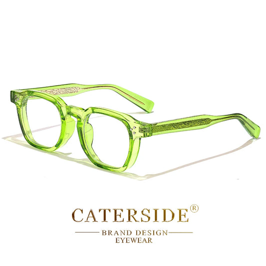Lunettes optiques vertes transparentes au design moderne sur fond blanc
