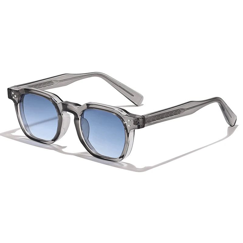 Lunettes de soleil transparentes avec verres bleus dégradés au design carré moderne