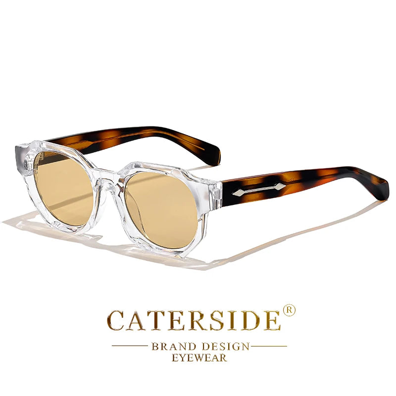 Lunettes de soleil Carrées à monture transparente et branches écaille de tortue marron