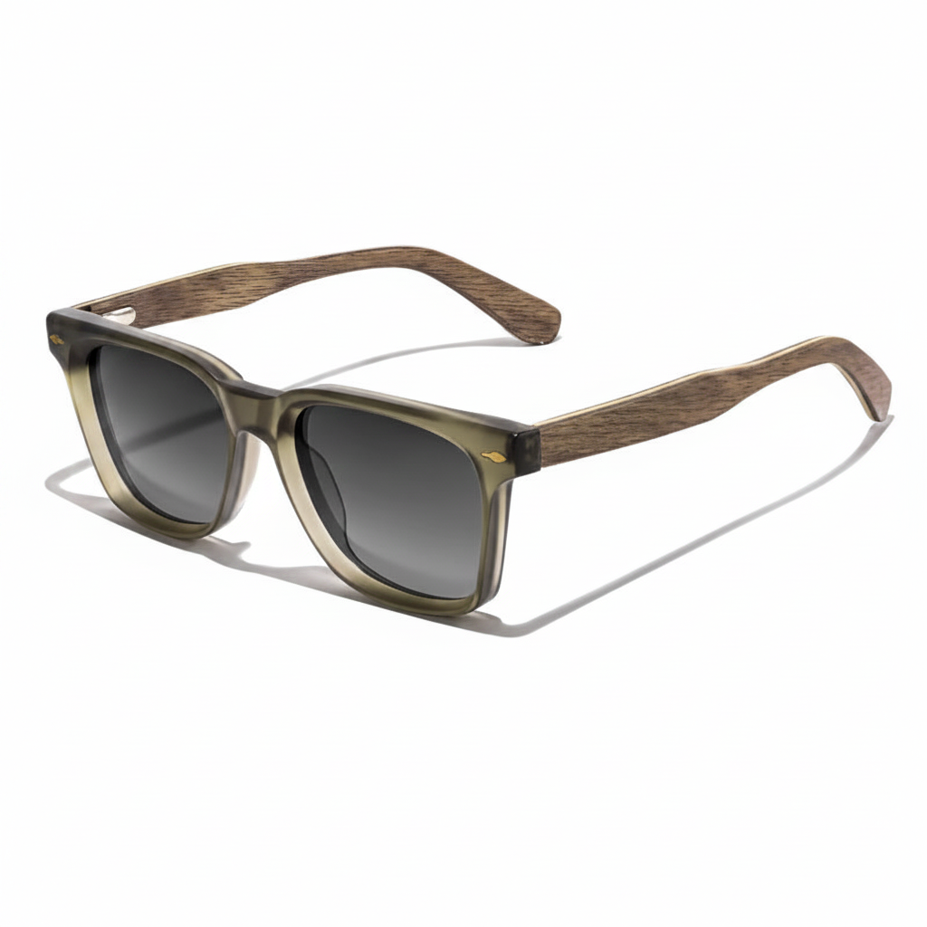 CATERSIDE® Lunettes de soleil vintage monture bois polarisées Unisexe UV400 fond blanc GMC