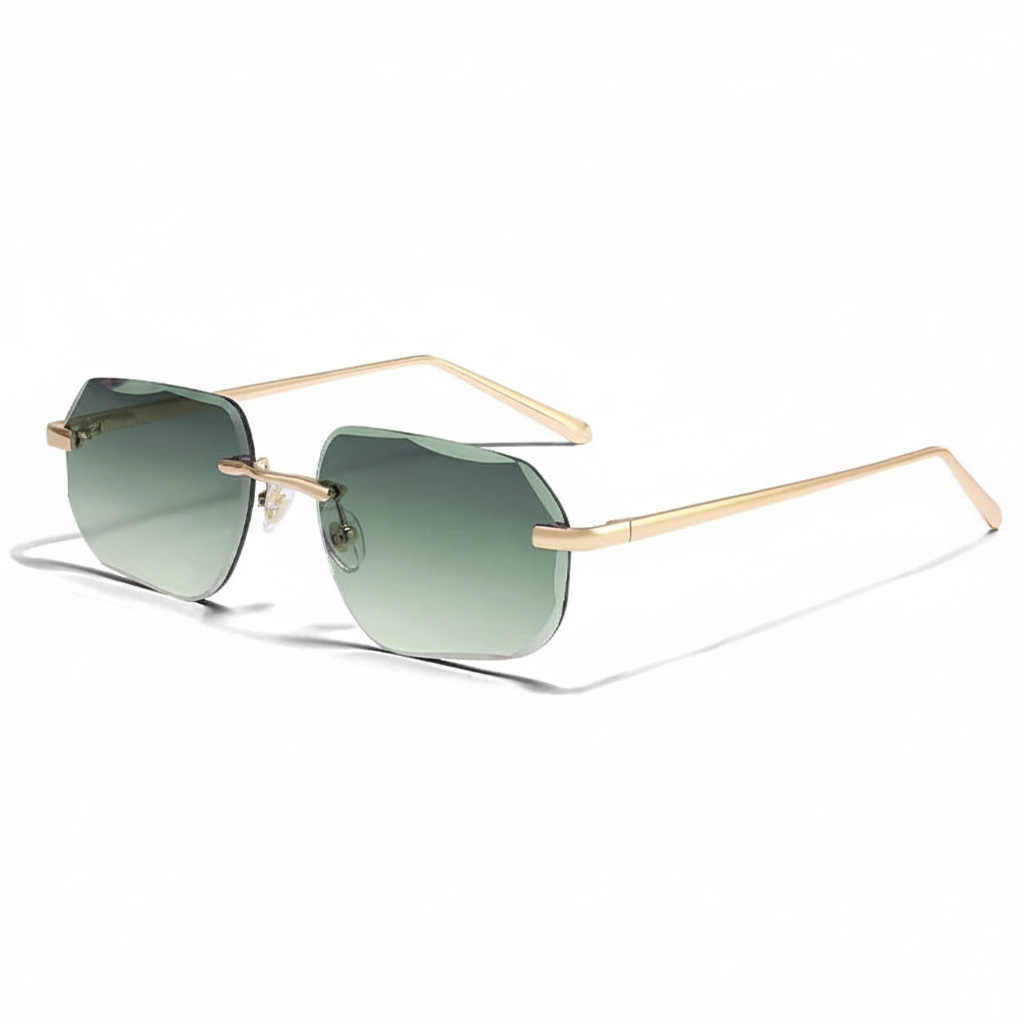 CATERSIDE® Lunettes de soleil sans monture vintage luxe Unisexe UV400 fond blanc GMC