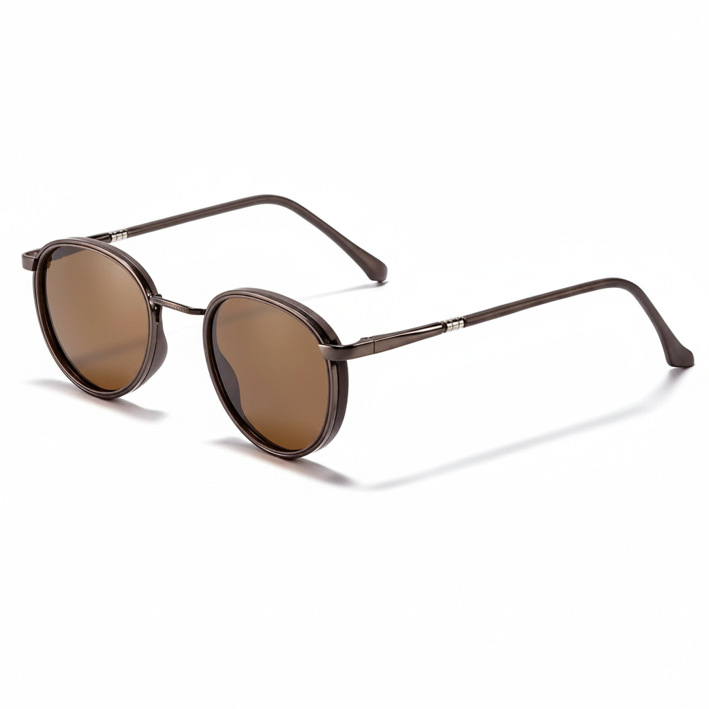 CATERSIDE® Lunettes de soleil rondes vintage polarisées Unisexe UV400 fond blanc GMC